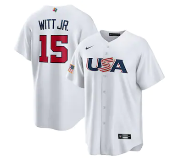 Men's USA Baseball #15 Bobby Witt Jr. 2023 White World Baseball Classic Stitched Jersey